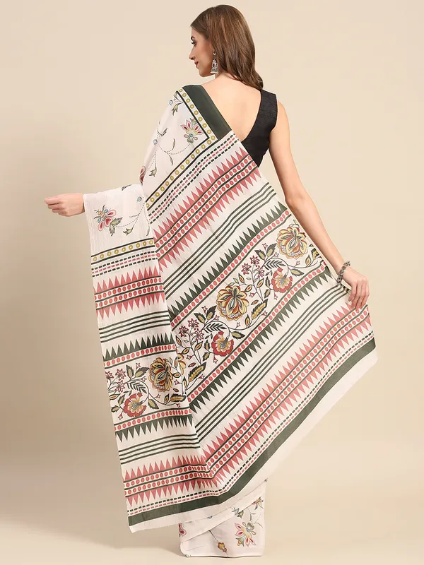 Multicolour_Floral_Printed_Pure_Cotton_Saree_For_Women