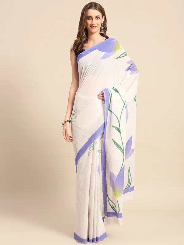Lavender_Floral_Printed_Pure_Cotton_Saree_For_Women