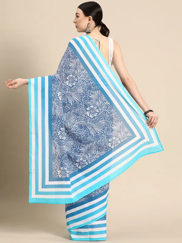 Navy_Blue_Floral_Pure_Cotton_Saree_For_Women