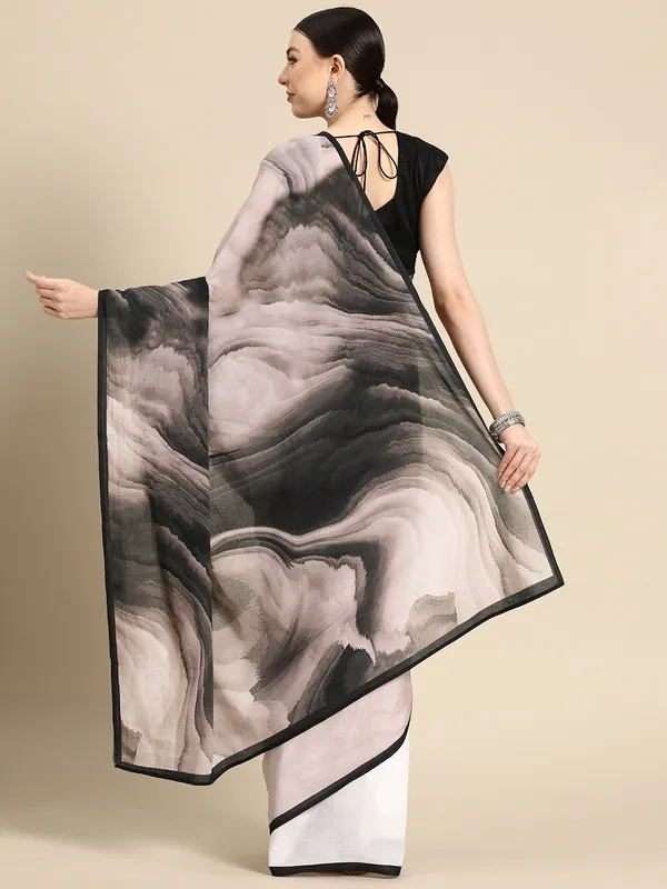 Black_Printed_Pure_Cotton_Half_And_Half_Saree_For_Women
