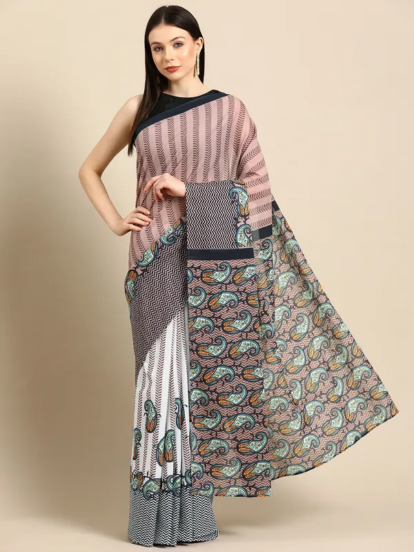 Pink_Paisley_Printed_Pure_Cotton_Saree_For_Women