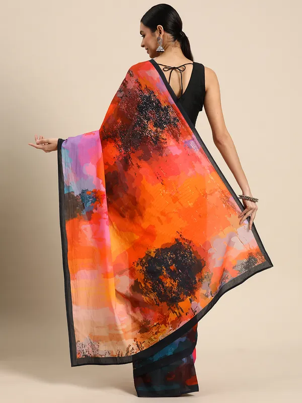 Multicolour_Abstract_Printed_Pure_Cotton_Saree_For_Women