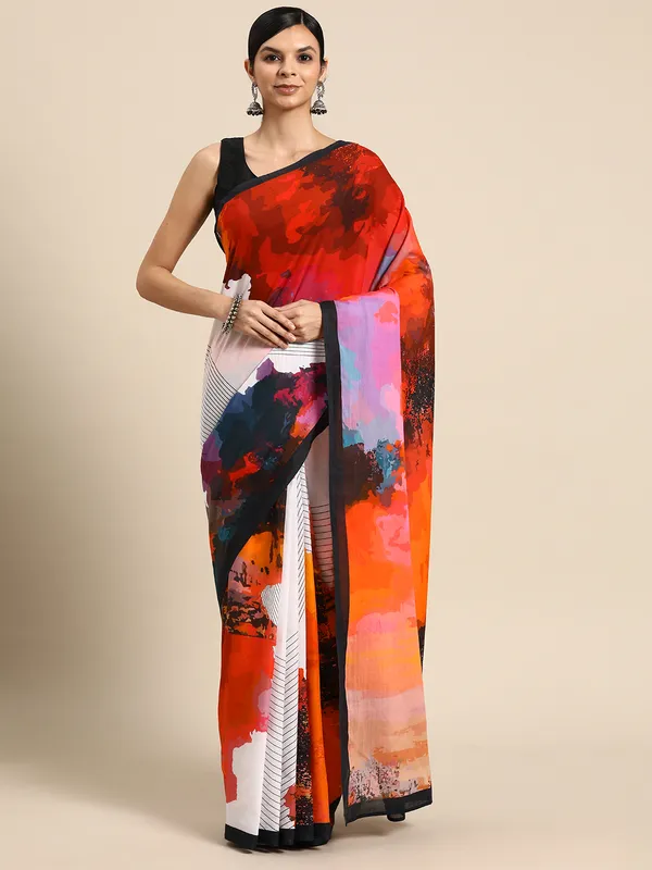 Multicolour_Abstract_Printed_Pure_Cotton_Saree_For_Women