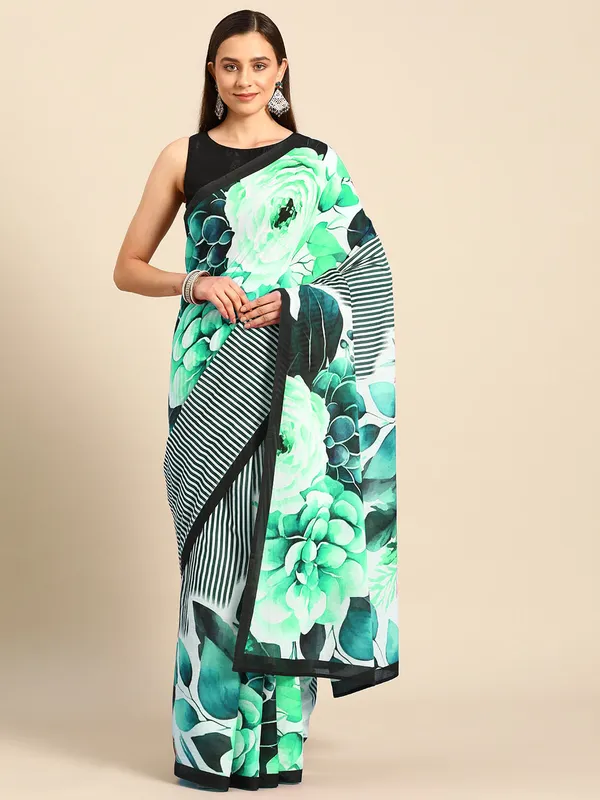 Sea_Green_Women_Pure_Cotton_Printed_Saree_For_Women