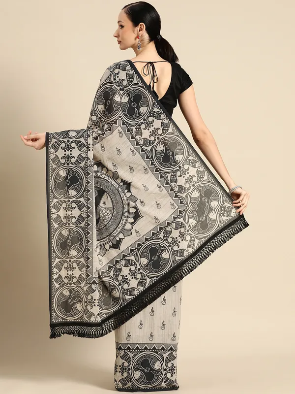 Cream_Floral_Printed_Pure_Cotton_Saree_For_Women