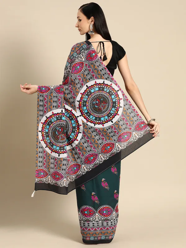 Green_Abstract_Printed_Pure_Cotton_Saree_For_Women