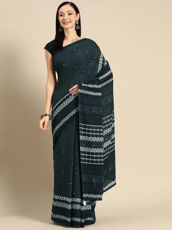 Green_Abstract_Printed_Pure_Cotton_Saree_For_Women