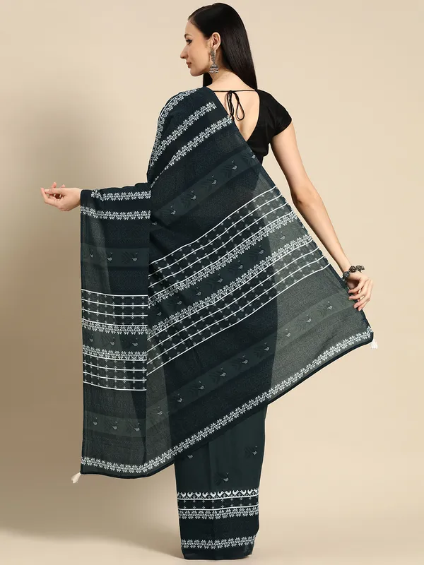 Green_Abstract_Printed_Pure_Cotton_Saree_For_Women