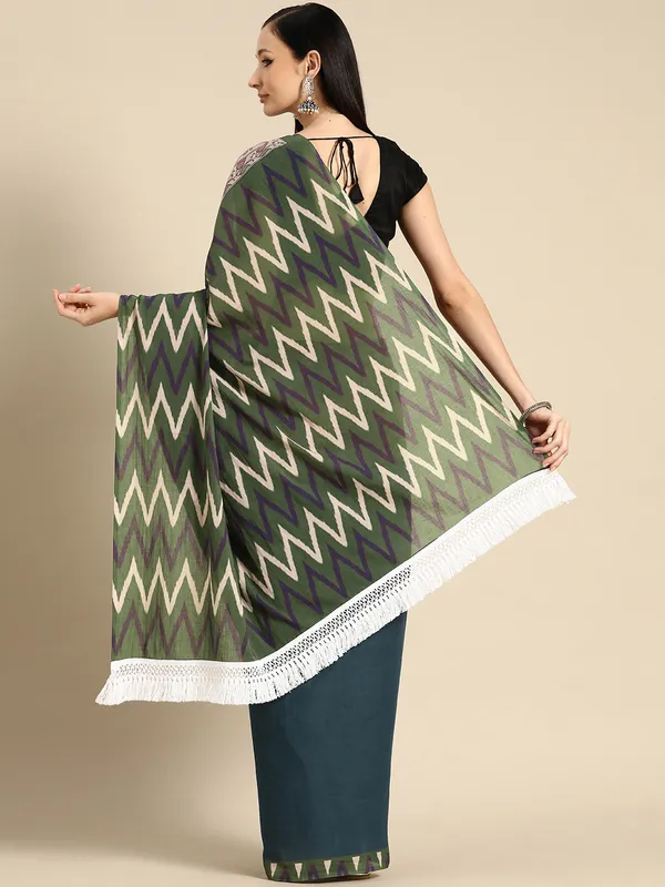 Teal_Floral_Printed_Pure_Cotton_Saree_For_Women
