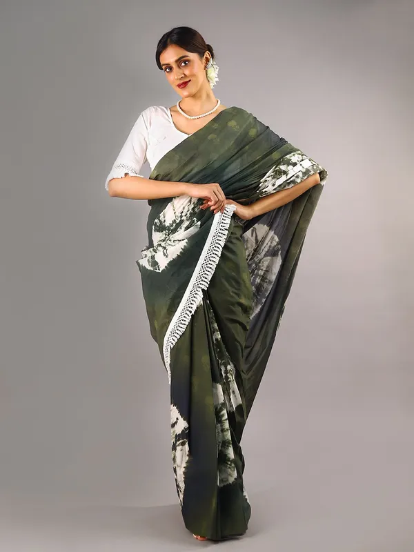 Green_Tie_&_Dye_Pure_Cotton_Saree_For_Women