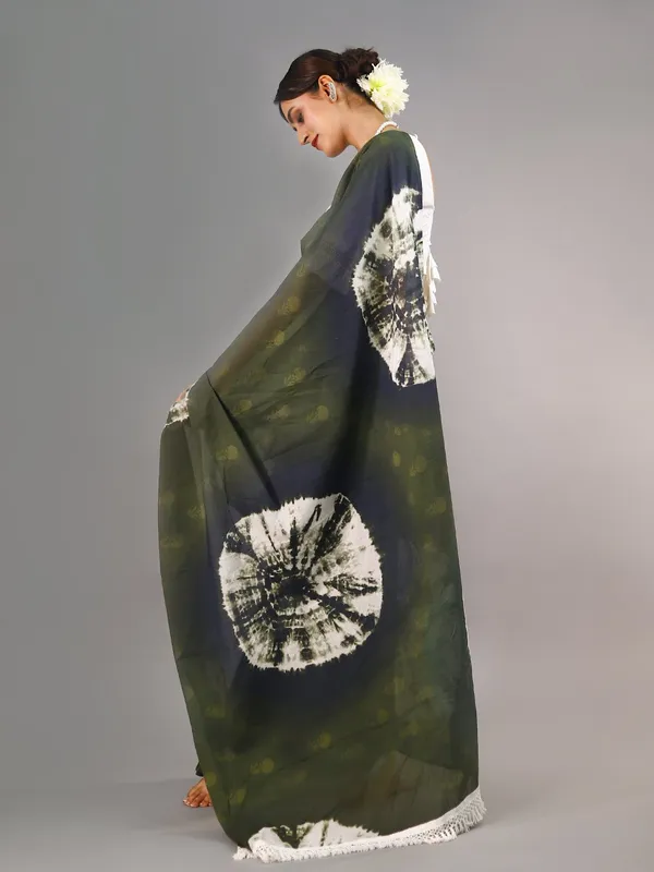 Green_Tie_&_Dye_Pure_Cotton_Saree_For_Women