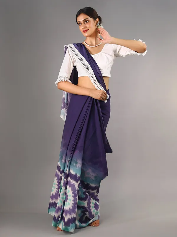 Purple_Ethnic_Moti_Printed_Pure_Cotton_Saree_For_Women