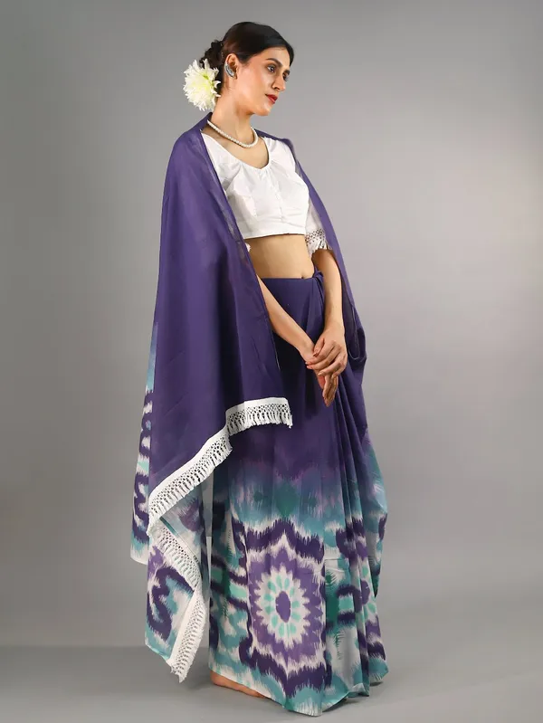 Purple_Ethnic_Moti_Printed_Pure_Cotton_Saree_For_Women