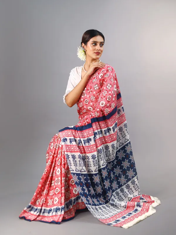 Pink_Ethnic_Moti_Printed_Pure_Cotton_Saree_For_Women