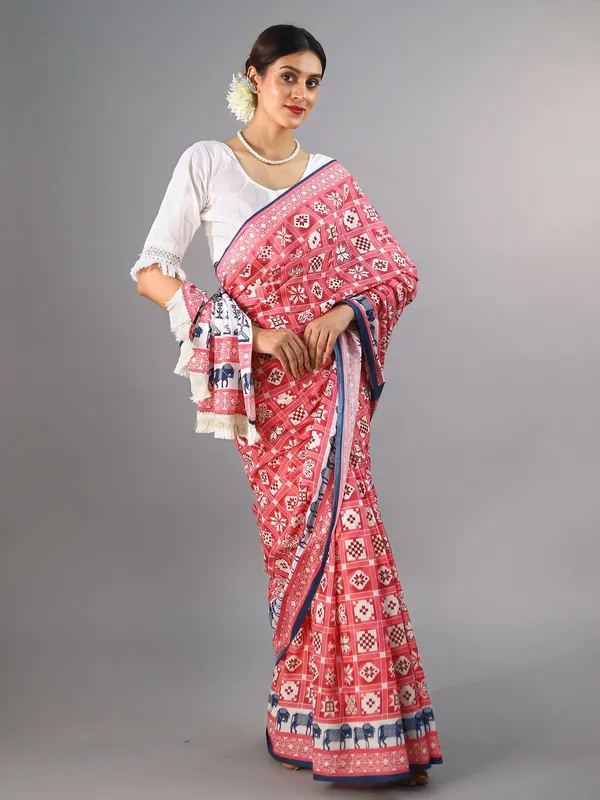 Pink_Ethnic_Moti_Printed_Pure_Cotton_Saree_For_Women