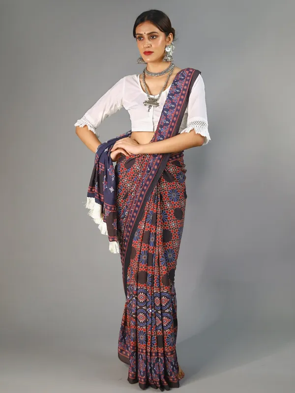 Red_Ajrak_Block_Printed_Pure_Cotton_Saree_For_Women