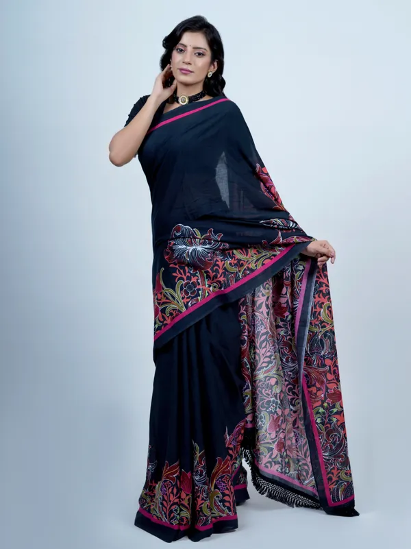 Navy_Blue_Pure_Cotton_Saree_For_Women