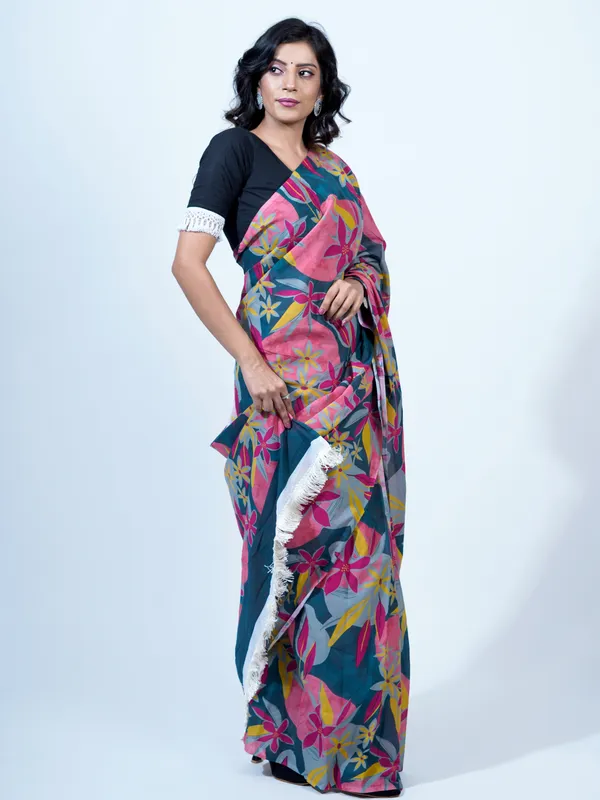 Pink_Floral_Printed_Pure_Cotton_Saree_For_Women