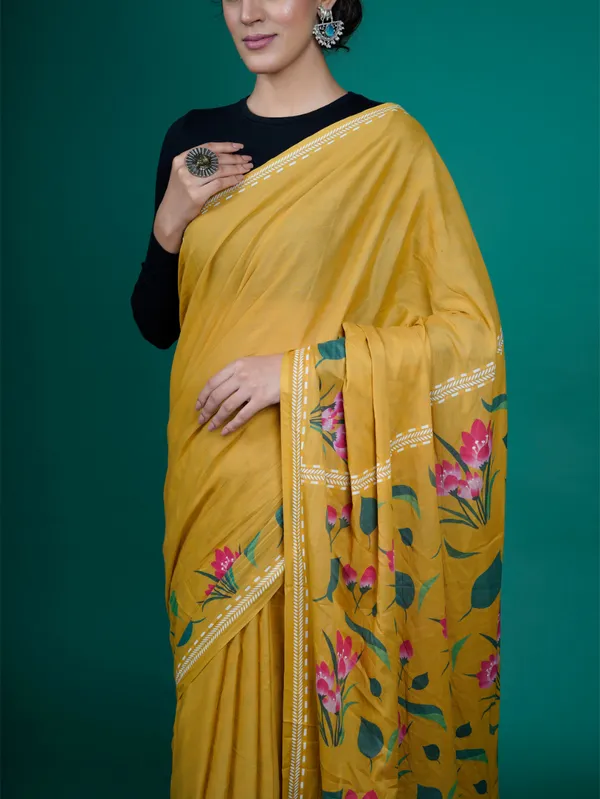 Mustard_&_Pink_Pure_Cotton_Saree_For_Women