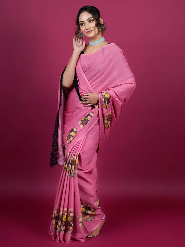Pink_Floral_Printed_Pure_Cotton_Saree_For_Women