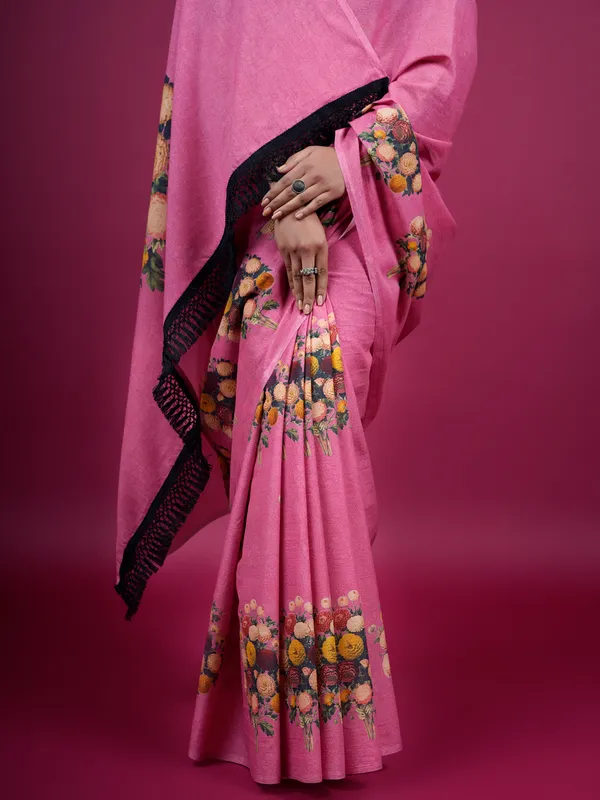 Pink_Floral_Printed_Pure_Cotton_Saree_For_Women