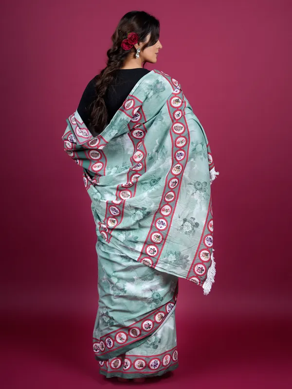 Green_Floral_Printed_Pure_Cotton_Saree_For_Women