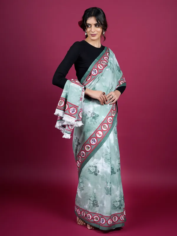 Green_Floral_Printed_Pure_Cotton_Saree_For_Women
