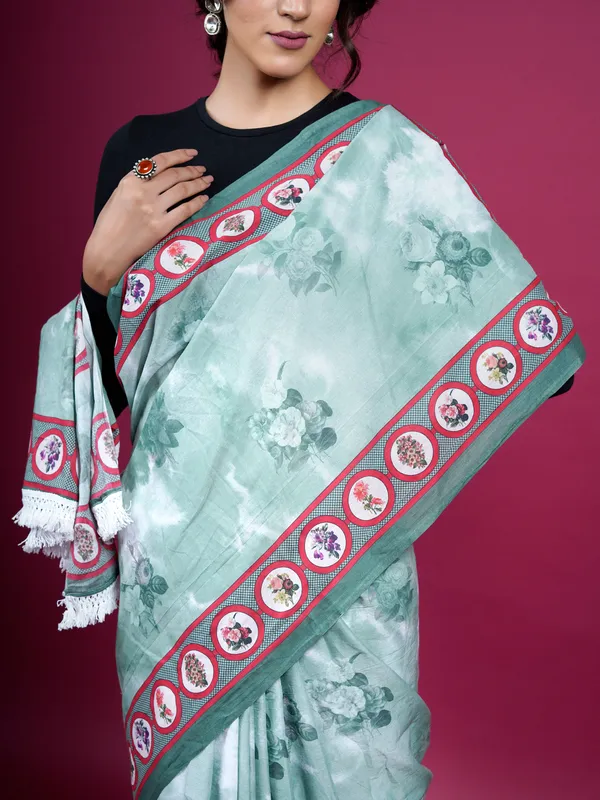 Green_Floral_Printed_Pure_Cotton_Saree_For_Women