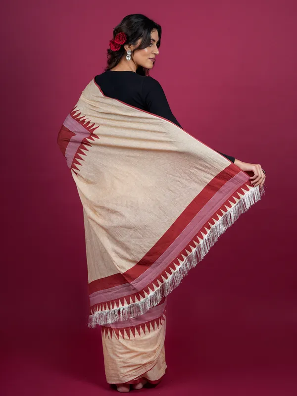 Beige_Printed_Pure_Cotton_Saree_For_Women