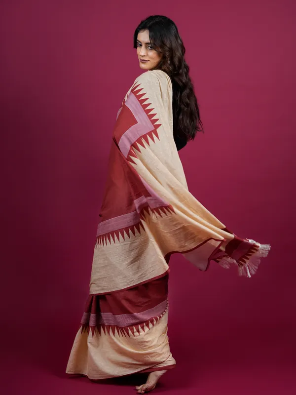 Beige_Printed_Pure_Cotton_Saree_For_Women