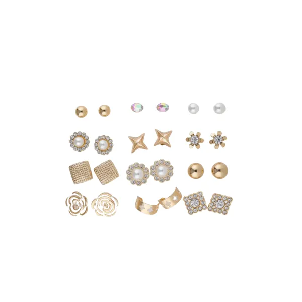 Multi-Pair_Earring_Set_-_Gold,_Pearl_And_Crystal_Studs_Collection