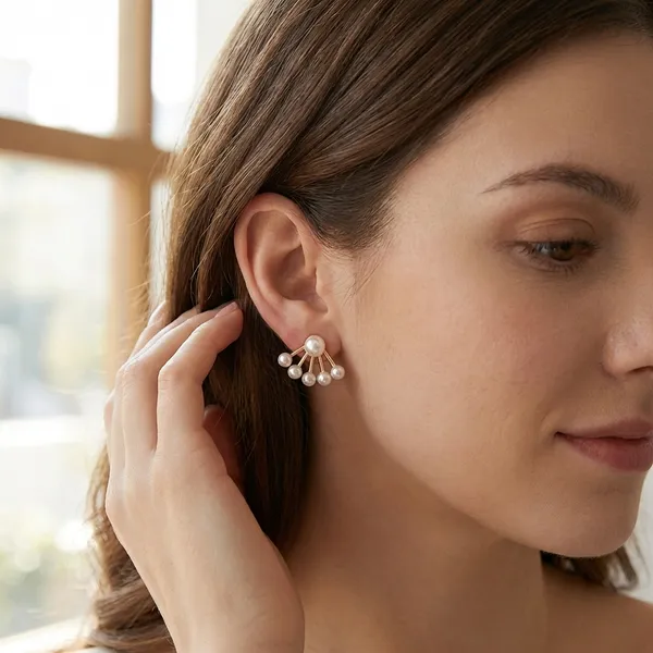 Pearl_Ear_Jacket_Earrings_-_Gold-Toned_Stud_With_Fan_Design