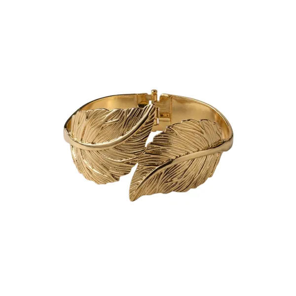 Gold-Toned_Feather_Design_Cuff_Bracelet