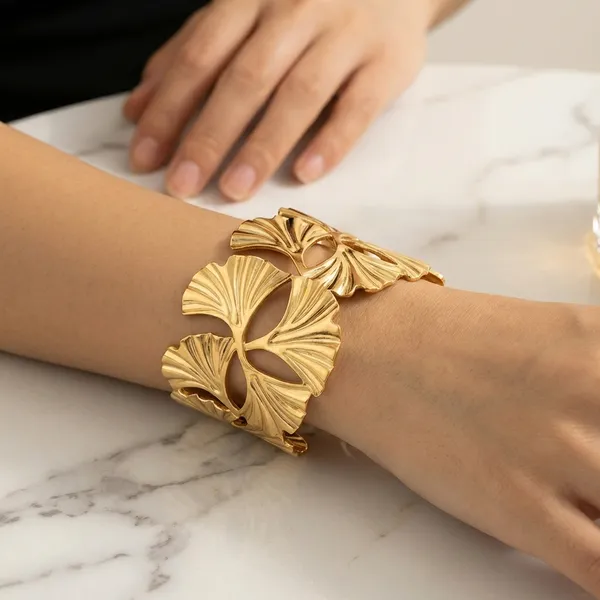 Gold-Plated_Ginkgo_Leaf_Cuff_Bracelet