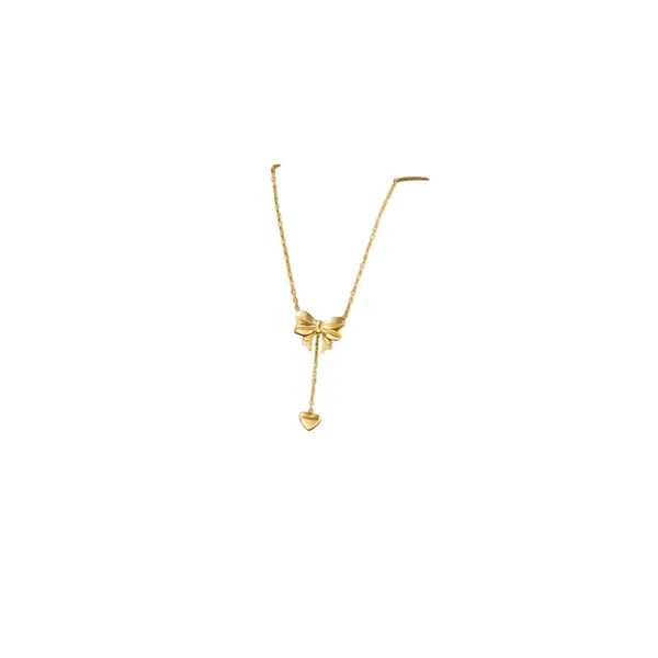 Elegant_Gold-Toned_Bow_Pendant_Necklace_With_Heart_Charm