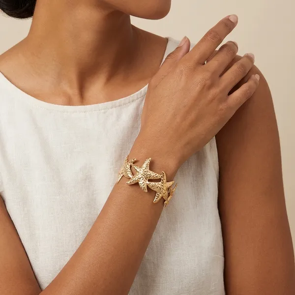 Textured_Gold-Tone_Starfish_Cuff_Bracelet