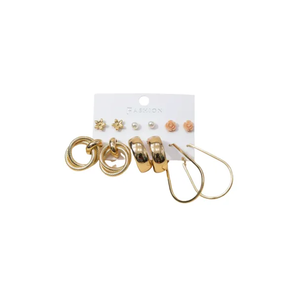 6-Piece_Golden_Earring_Set_With_Floral_And_Hoop_Designs