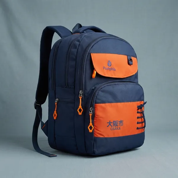 orange_and_black_Polyester_Travel_Backpack_For_Unisex