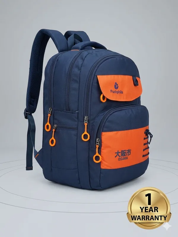orange_and_black_Polyester_Travel_Backpack_For_Unisex