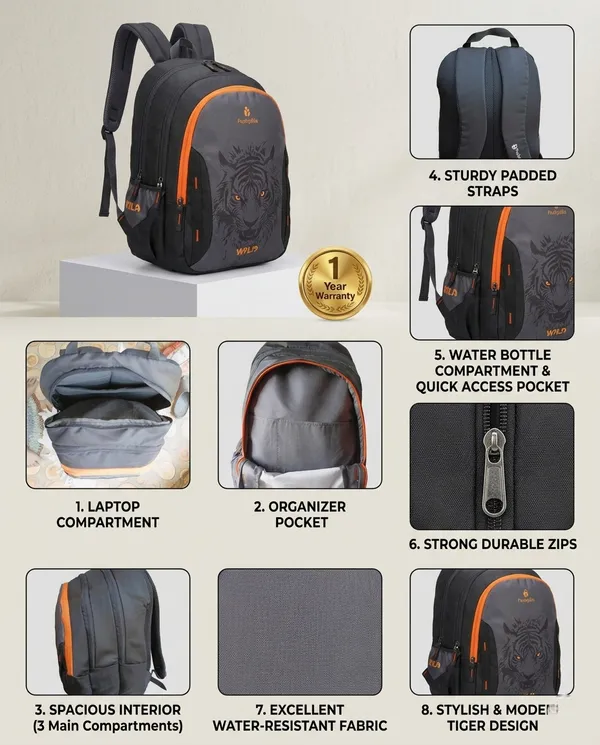 Orange_Wild_(Tiger)Backpack_For_Unisex_