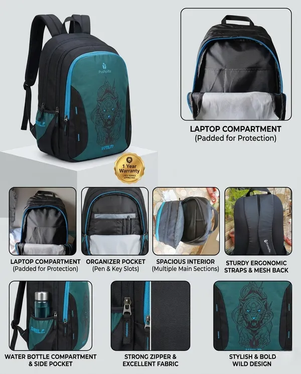 Teal_Blue_Wild_(Panther_)Backpack_For_Unisex_