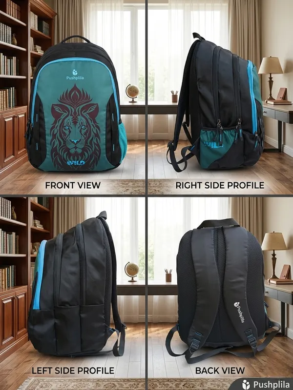 Teal_Blue_Wild_(_Loin_)Backpack_For_Unisex_