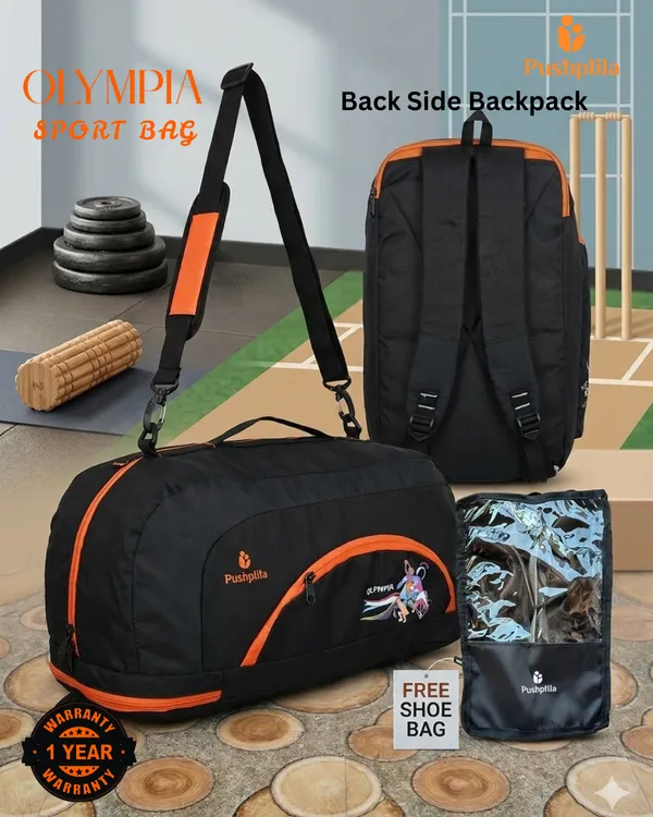 Black_and_Orange_Polyester_Duffel__Sport_Bag_For_Unisex