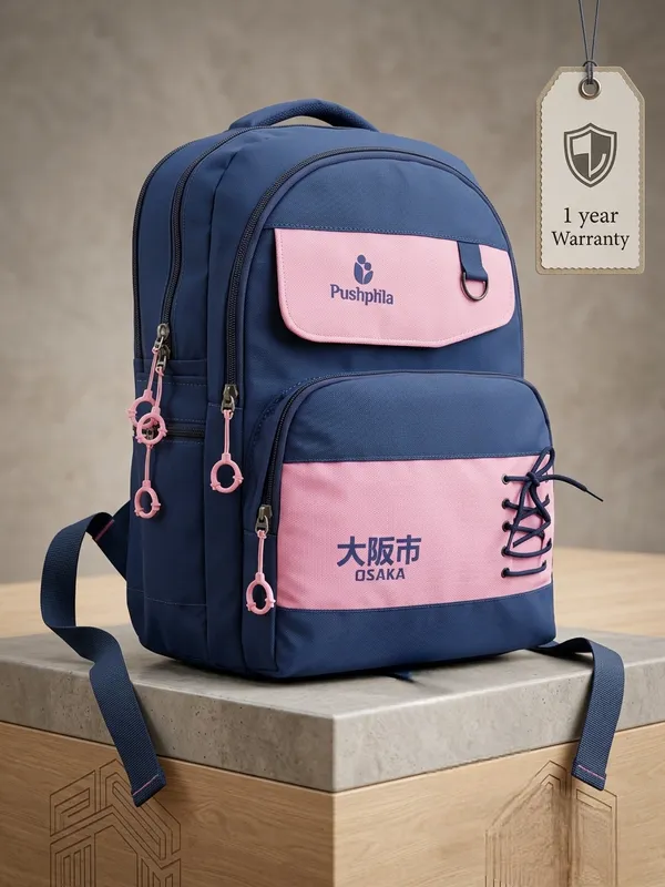 peach_and_black_Polyester_School_Backpack_For_Unisex
