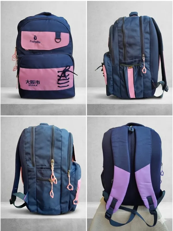 peach_and_black_Polyester_School_Backpack_For_Unisex