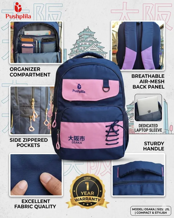 peach_and_black_Polyester_School_Backpack_For_Unisex