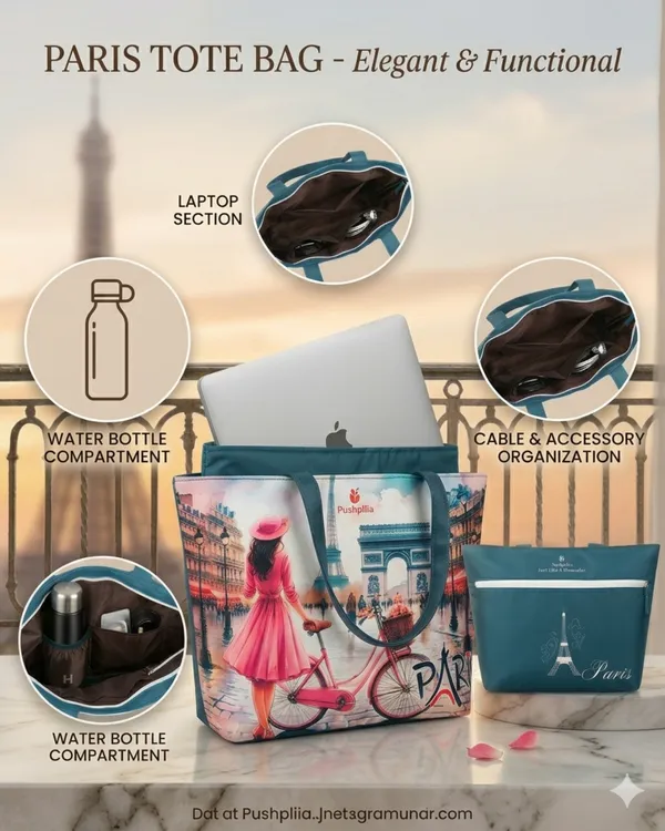 Airport_Blue_Paris_Tote_Bag_For_Women_