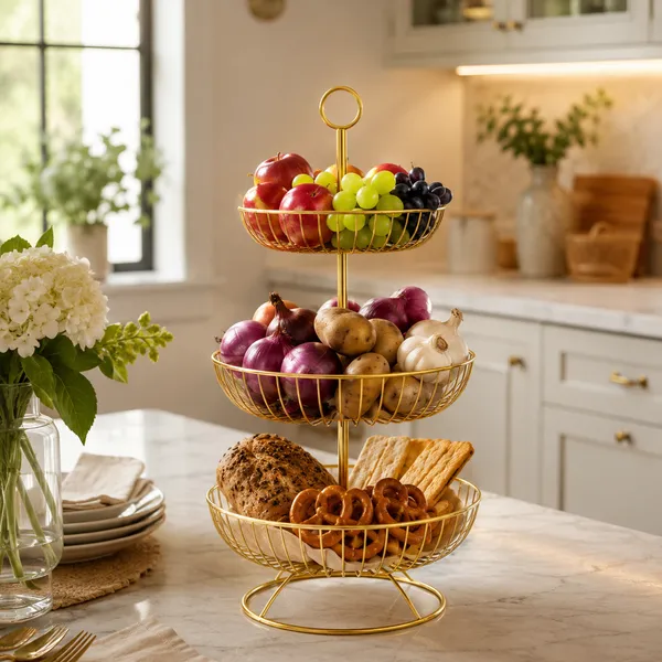 3_Tier_Metal_Fruit_and_Vegetable_Basket_for_Kitchen,_Gold_Round_Storage_Basket_Stand_for_Fruits,_Vegetables,_Snacks,_Countertop_Organizer_for_Dining_Table_&_Home_Décor