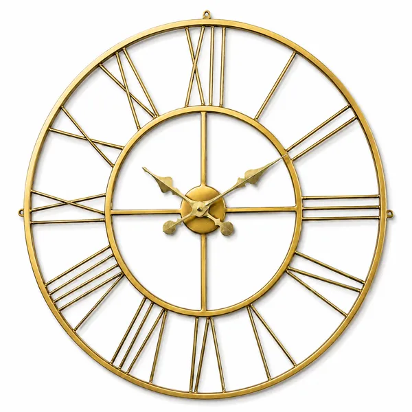 Antique_Gold_Metal_Roman_Numeral_Wall_Clock_for_Living_Room,_Large_Vintage_Round_Decorative_Wall_Clock,_Silent_Non-Ticking_Designer_Clock_for_Home,_Bedroom,_Hall_&_Office_Décor