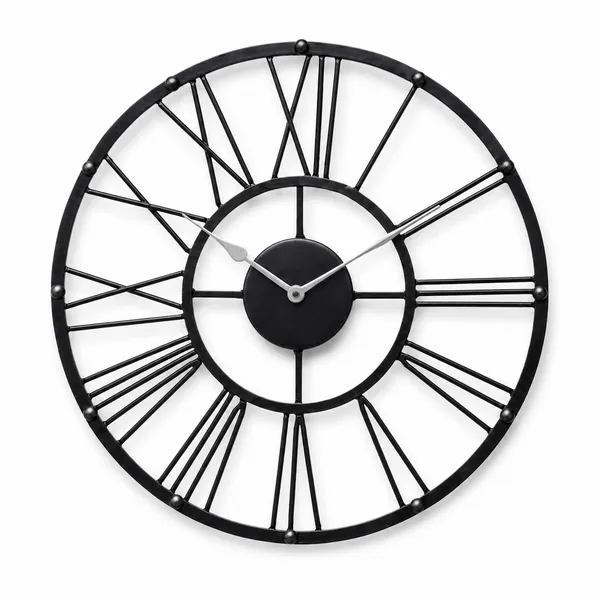 Black_Metal_Roman_Numeral_Wall_Clock_for_Living_Room,_Vintage_Round_Decorative_Wall_Clock,_Silent_Non-Ticking_Designer_Clock_for_Home,_Bedroom,_Hall_&_Office_Décor